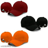 Trending adjustable cotton baseball caps: solid-colored sports caps for men, women, girls, boys - pack of 3 (India)