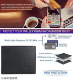 Black top-grain leather RFID-protected men's wallet & pen combo, features 2 cash compartments, 4 card slots, and coin pocket. Ideal for gifting on various occasions