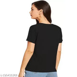 Cotton-blend printed half sleeve t-shirts for women & girls, vibrant trendy designs (Pack of 2)