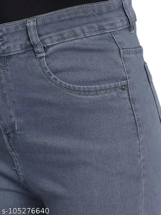 Gray straight-fit denim jeans