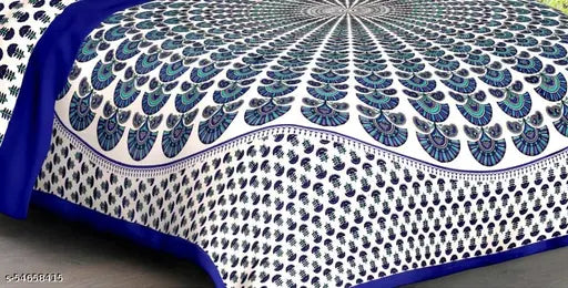Cotton Jaipuri flat sheets, regular thread count 104, 2 pillow covers, Indian-made