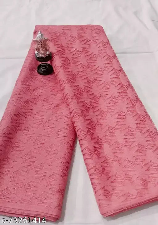 Brasso Net Pink Jacquard Art Silk Saree & Separate Blouse, embroidered Indian bridal wear, free size (L=5.5m, B=0.8m)