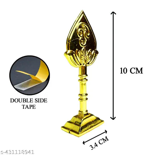 Gold Murugan Vel idol for car dashboard, home & office decor - Indian art piece symbolizing prosperity and protection