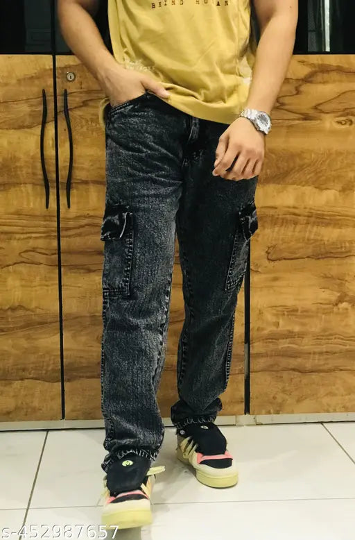 Mens denim baggy jeans oversized wide-leg relaxed fit loose fit pants