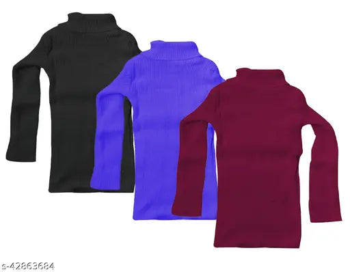 Multicolor wool sweaters pack of 3 for girls, warm and comfortable winter wear, various sizes available from 1-16 years, Indian origin