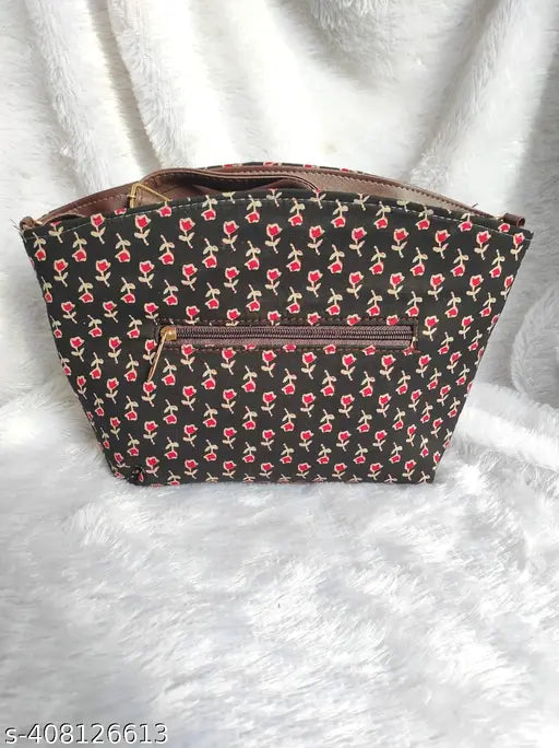 Stylish black purse with floral pattern and multiple pockets