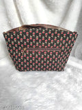 Stylish black purse with floral pattern and multiple pockets
