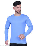 Indian-made men's regular fit nylon full sleeve t-shirt in solid color