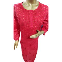 Red Chanderi cotton kurta for traditional Indian wear