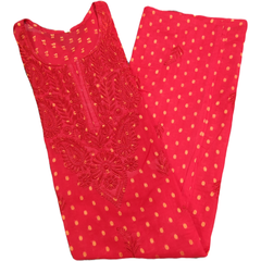 Red Chanderi cotton kurta, traditional Indian clothing