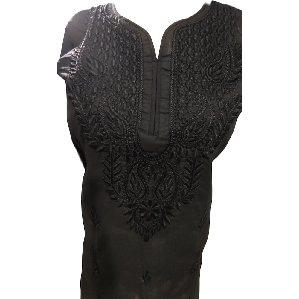 Black cotton blend kurta (traditional Indian tunic)