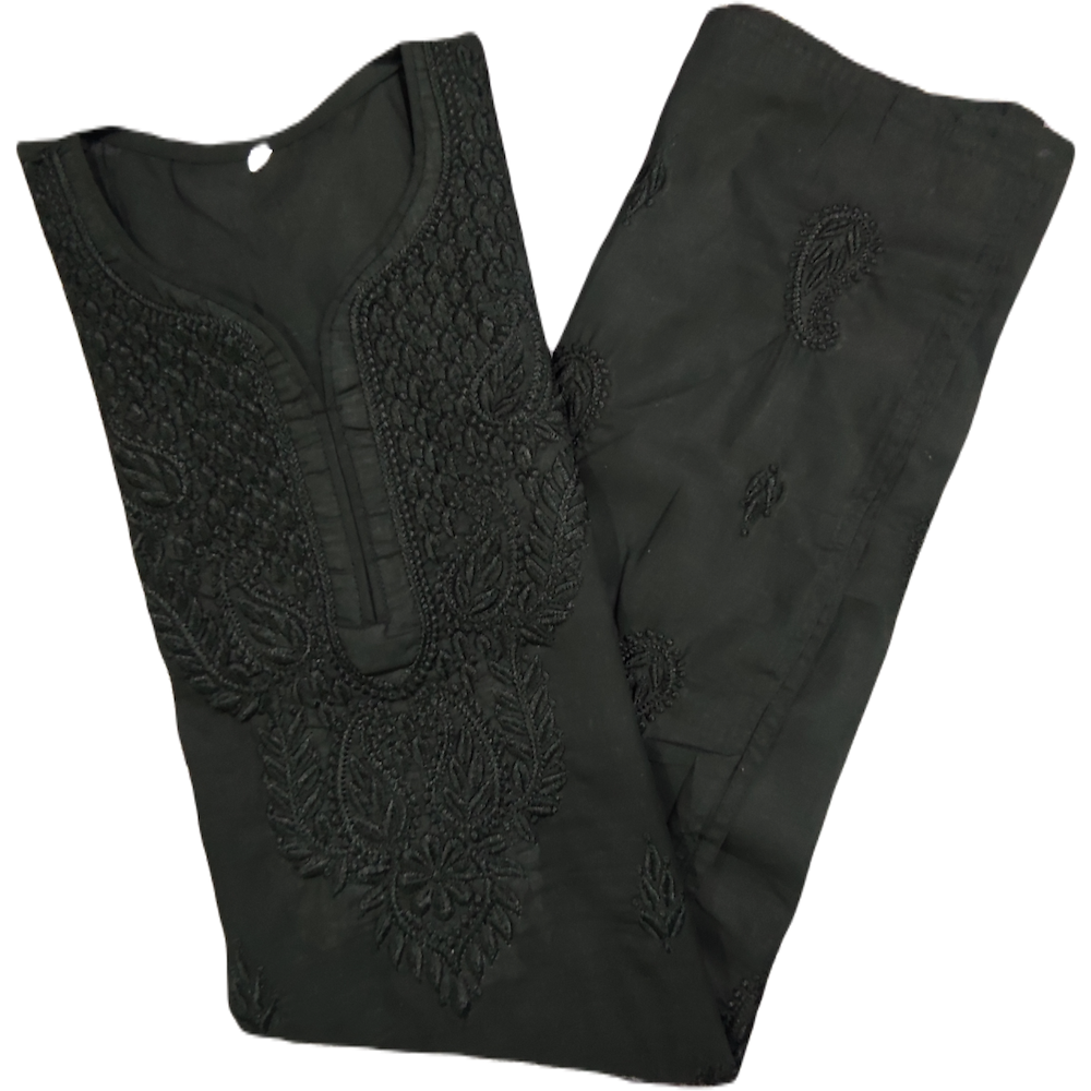 Black cotton mix kurta - versatile women's traditional long tunic top