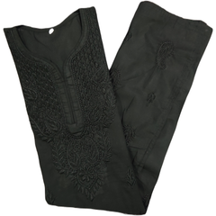 Black cotton mix kurta - versatile women's traditional long tunic top