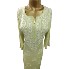 Pista green Reyon cotton kurta, classic Indian clothing