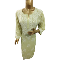 Pista green Reyon kurta - vibrant, premium cotton ethnic wear