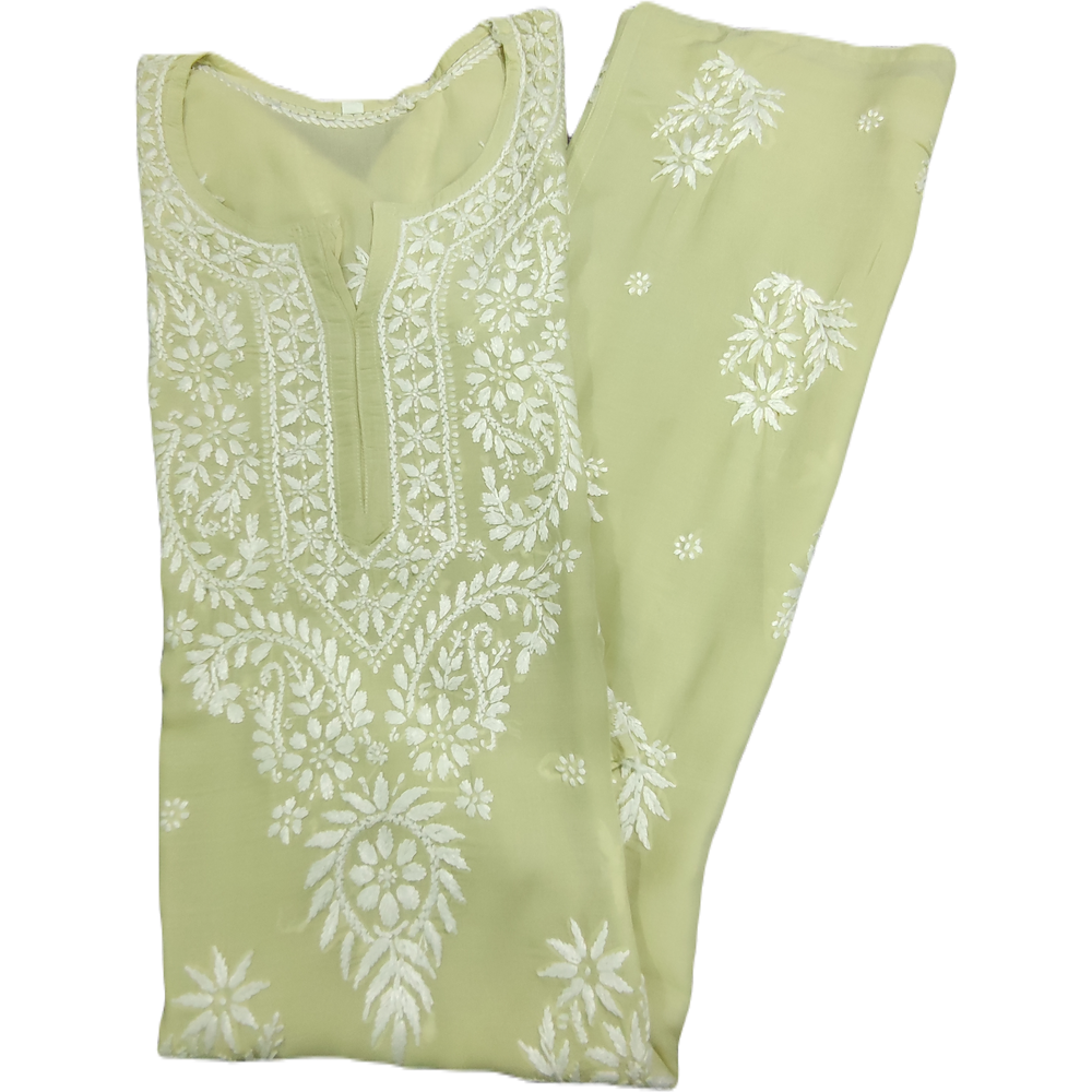 Green Reyon Pista Kurta, classic Indian clothing made of cotton