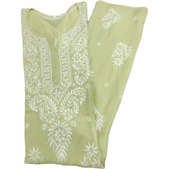 Green Reyon Pista Kurta, classic Indian clothing made of cotton