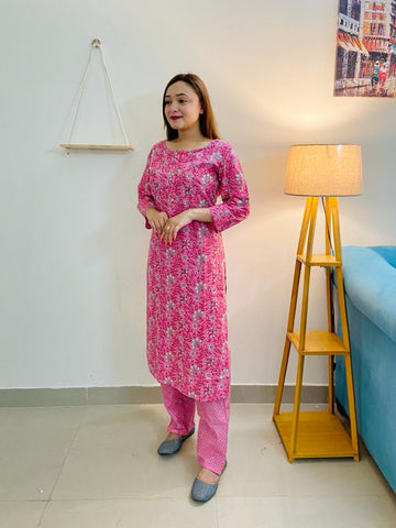 Kurti Pink With Pant - GillKart