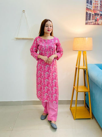 Kurti Pink With Pant - GillKart