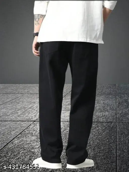 Denim loose baggy, solid net, 28-inch waist, 40-inch length, India-made casual clothing on hanger