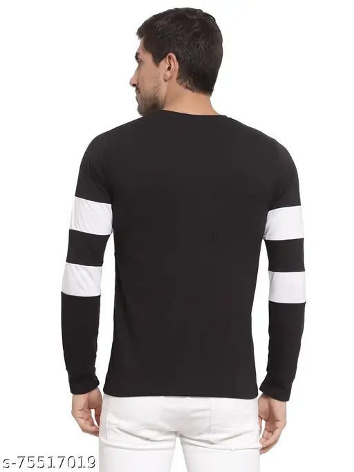 Heathex Men color-blocked cotton blend full sleeve t-shirt, trendy casual wear for travel