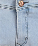 Men's slim fit sky blue denim jeans with coin button detail