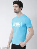 Turquoise Alpha Round Neck Cotton T-shirt (S-36, M-38, L-40, XL-42, XXL-44), premium quality printed design for men's fashion