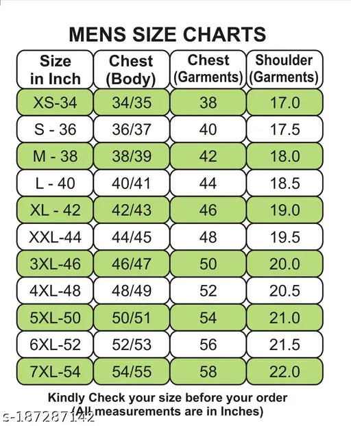 Garam kurti size chart for women and girls, winter clothing in different sizes from XS to XXL