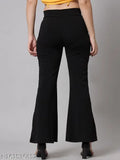 Stylish stretchable scuba fabric trouser with show buttons, solid navy Lycra pants from Adore Wear