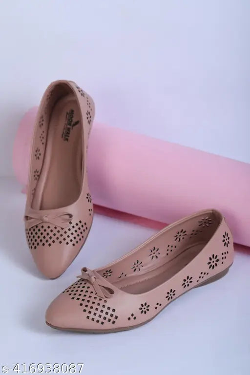 Pink synthetic ballerina jootis for women, Indian footwear for daily and party wear
