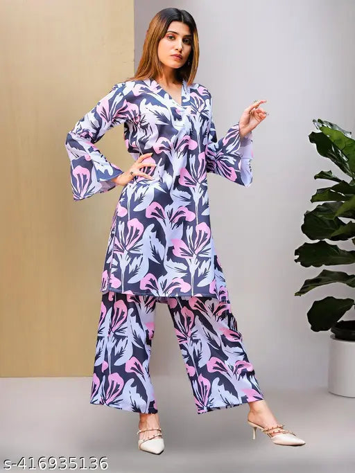 Women's printed polycotton cord set (top & bottom), long sleeves, size S-XXL. Vibrant pattern perfect for party wear, picnics, or vacation. Jaipuri cord dress set from India