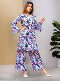 Women's printed polycotton cord set (top & bottom), long sleeves, size S-XXL. Vibrant pattern perfect for party wear, picnics, or vacation. Jaipuri cord dress set from India