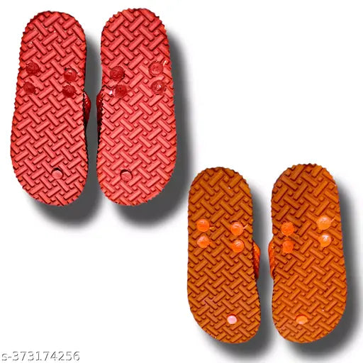 Multicolor rubber slippers pack of 2, soft and comfortable, vibrant unisex design for all ages. Perfect budget-friendly gift!