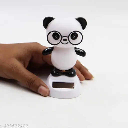 Solar powered dancing panda dashboard figurine, modern home office decoration or living room gift