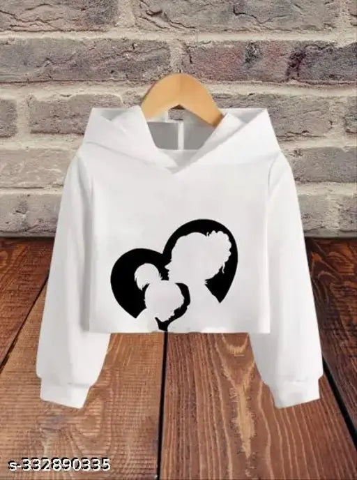 Polyester printed hooded full-sleeve crop length women's t-shirt, India origin