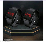 Black LED digital watch set, 19:40 time display, two watches per pack
