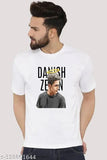 White polyester Danish Zehena printed short sleeve T-shirt, size M. Close-up image of the design