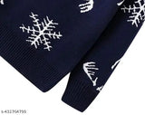Rebiva Kids Toddler Children Winter Wear Full Sleeve Round Neck Christmas Special Deer Snowflakes Designer Sweater/Sweatshirts Winter Babys Clothes (Pack of 1)