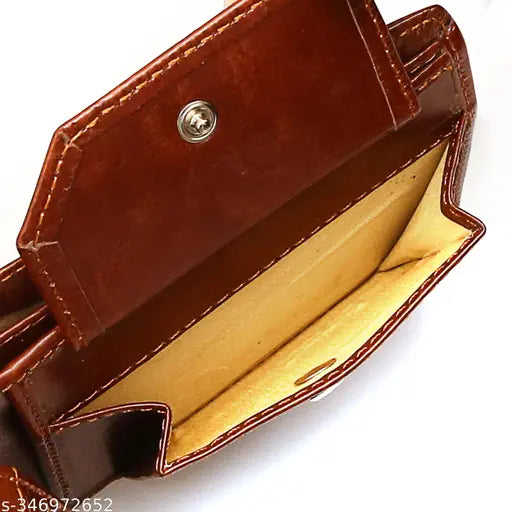 Slim, real leather wallet with RFID blocking, perfect for everyday use. Brown Italian faux leather design, featuring 5 card slots and 2 hidden compartments for credit cards