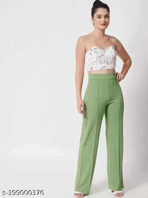 Classic Ladies cotton blend solid high-rise bellbottom trousers combo of 4 - women's vintage style palazzo pants for formal events