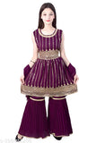 Embellished georgette kids sharara dress, party wear in 4-5 years sizes, Indian traditional festive attire