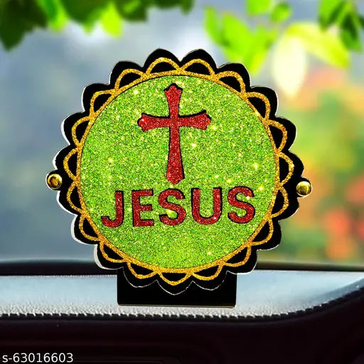 Sparkling acrylic Jesus dashboard idol for car decor and positive vibes, best gift item (Made in India)