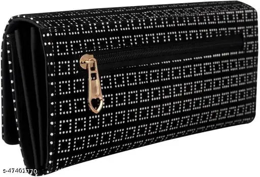 Black dotted pattern material, clutch purse