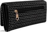 Black dotted pattern material, clutch purse