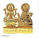 Gold-colored statue, puja set, includes idol of Laxmi and Kuber