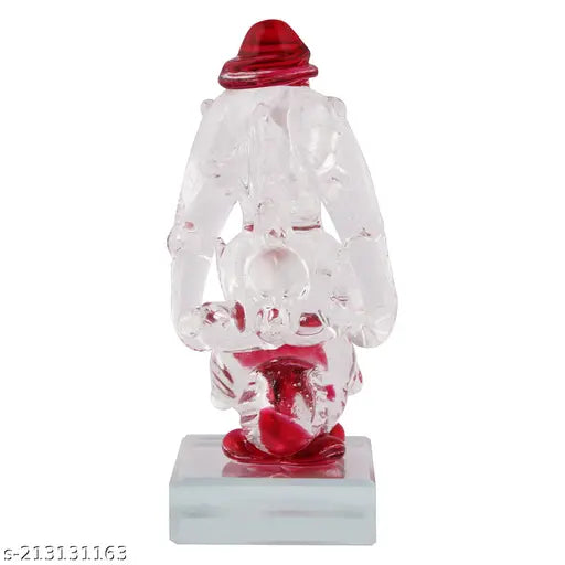 Crystal Ganesh twin side face - high-quality crystal ornament for peace, harmony, and spiritual blessings in car interiors, India-crafted