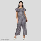 Grey jumpsuit with ruffled sleeves and tie waist, girl's casual wear 12-year-olds