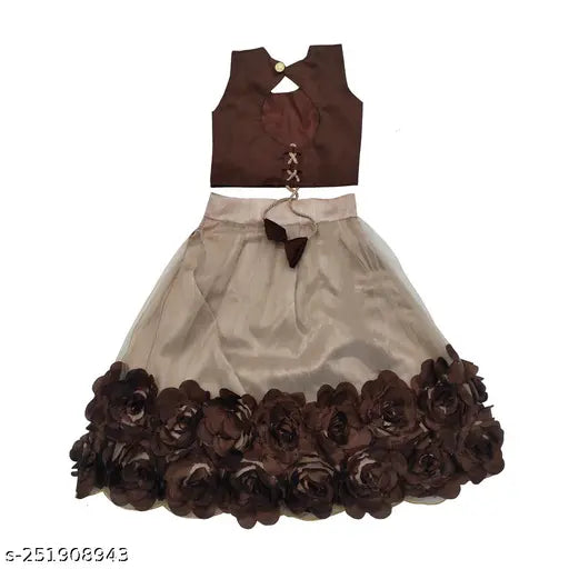 Poly silk and net kids lehenga, embroidered ribbon work, 18-8 year sizes available