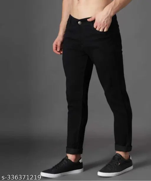 Black cotton blend lycra trousers for men: Stylish, comfortable, and affordable office wear