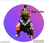 Black brass Krishna idol, black Gopal Ji 3no, Indian Krishna figurine on peacock throne